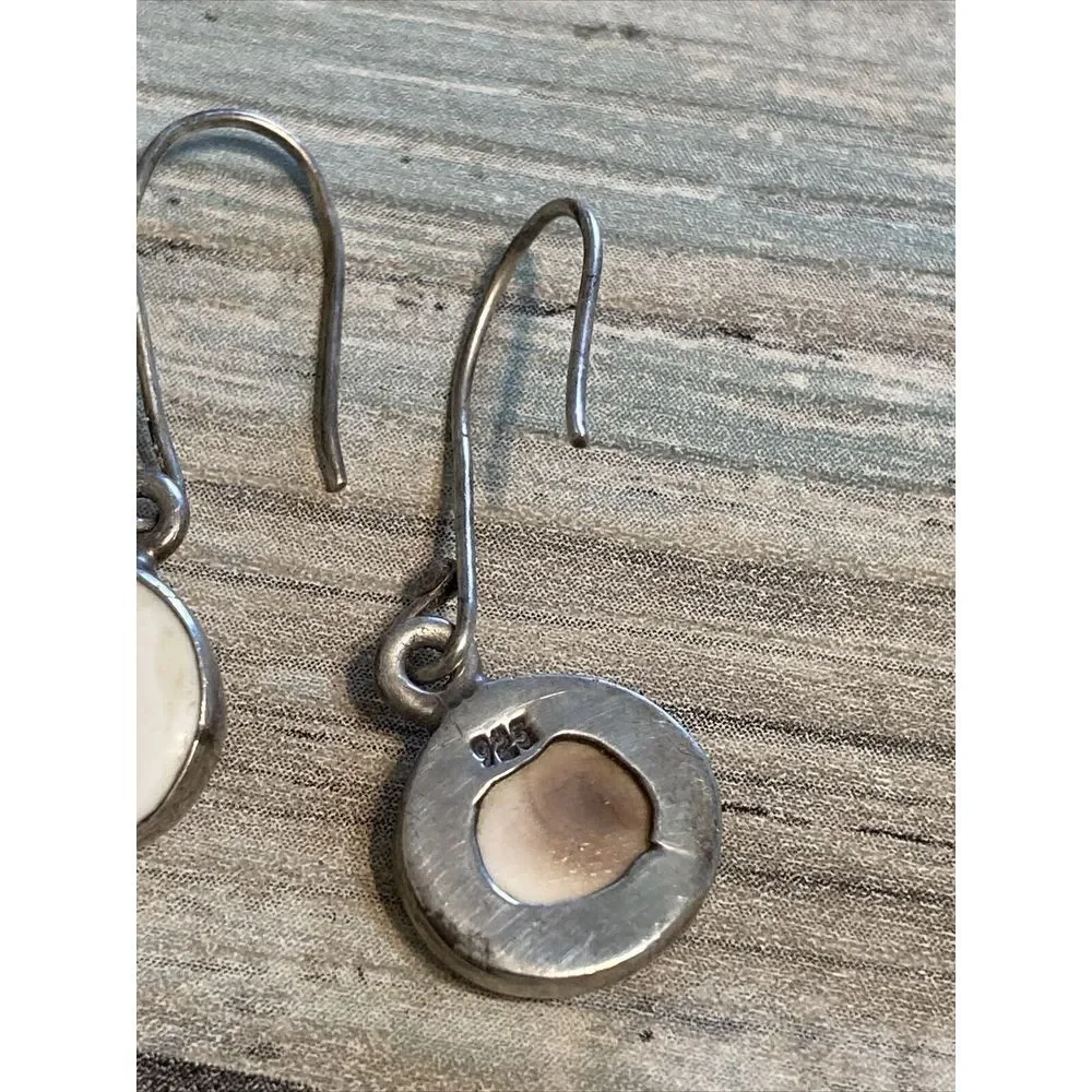 Shiva‎ Eye EARRINGS Sterling Silver Marked 925 Shell hook Artisan Cats eye
